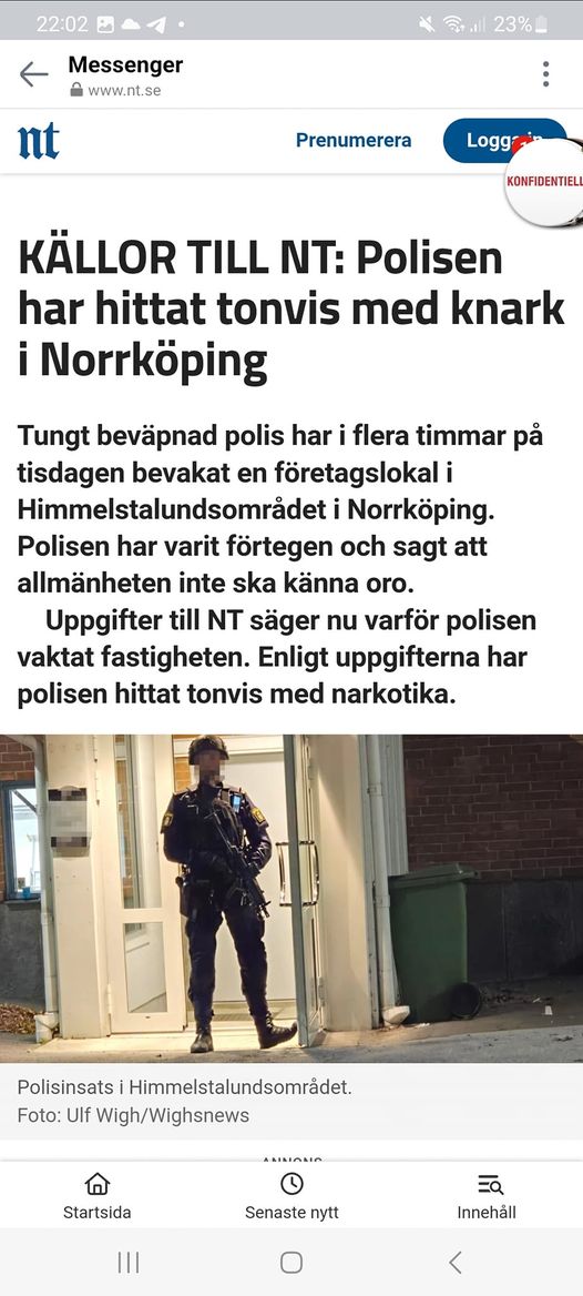 Tonvis Med Narkotika Funnet I Norrköping?..