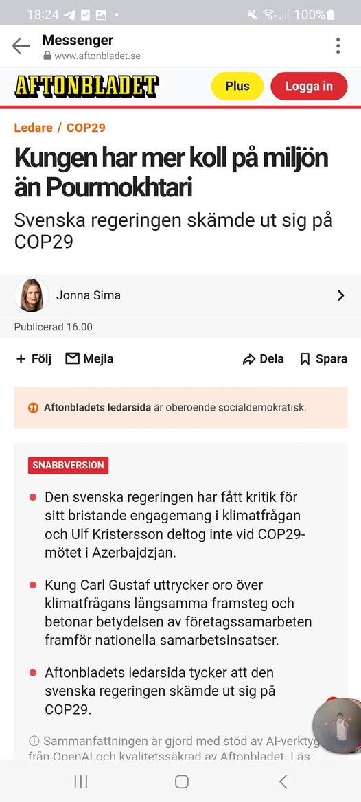 Sveriges Regering Utskämd På COP29