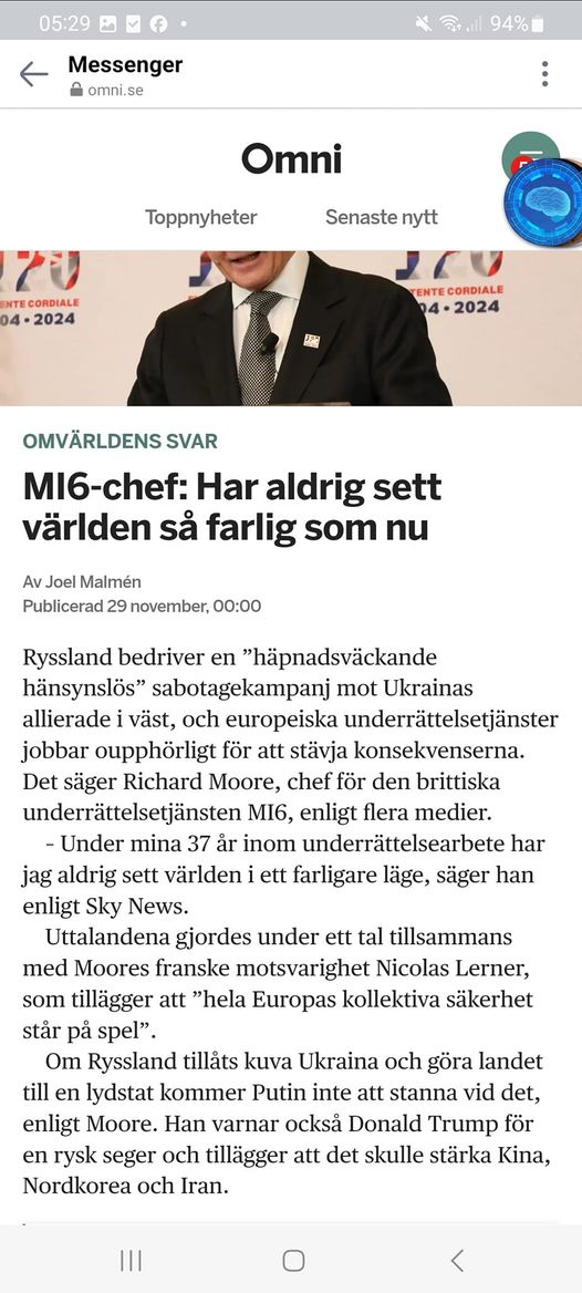 Farligaste Världen I Hela MI-6-Chefens 37-Åriga Underrättelsetjänstkarriär..