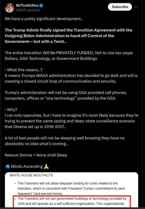 Trump Signerade Transitionsöverenskommelsen