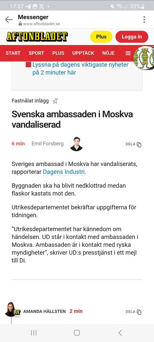 Vandaliserad Svensk Ambassad I Moskva