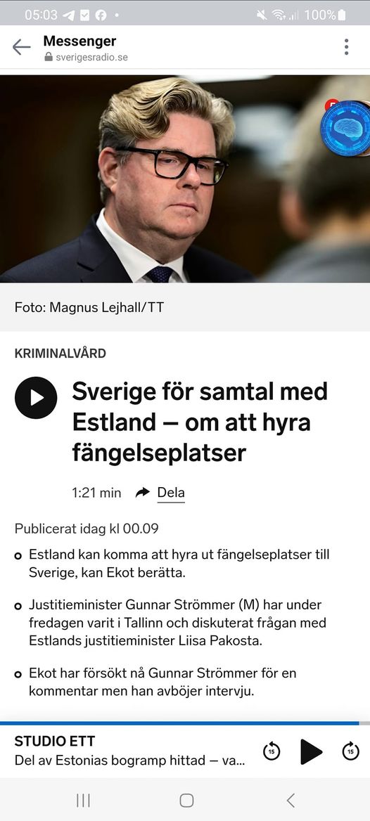 Svenska Samtal Med Estland Om Att Hyra Fängelseplatser