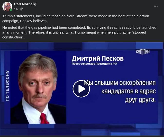 Peskov & Trumps Nord Stream Uttalande