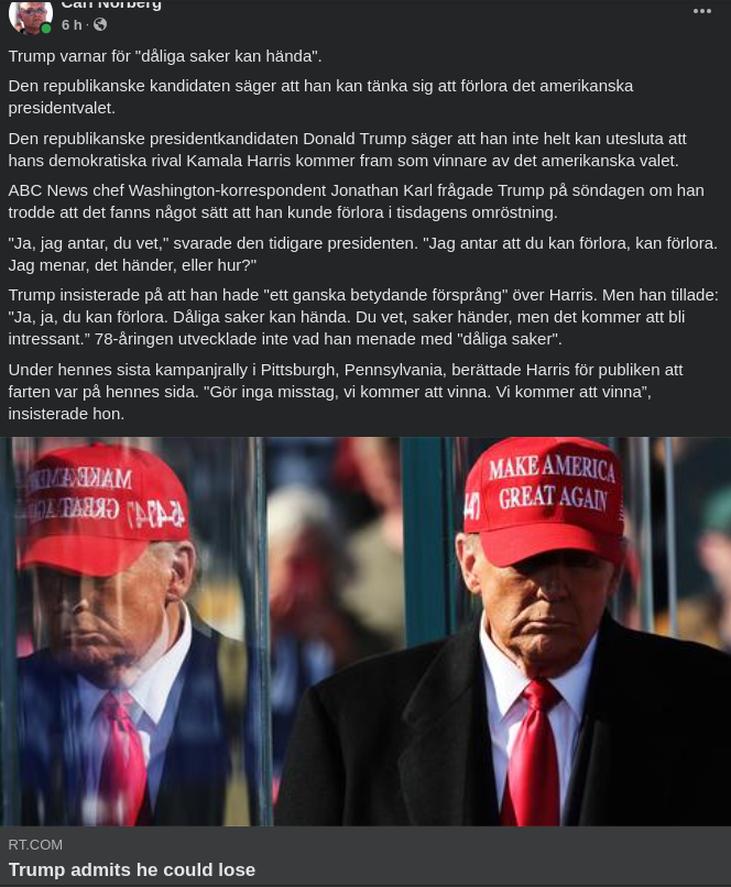 Trump Om Möjlig Valförlust; Kan Hända