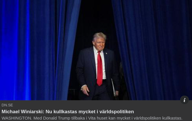 Världspolitikomkullkastande Trump I DN..