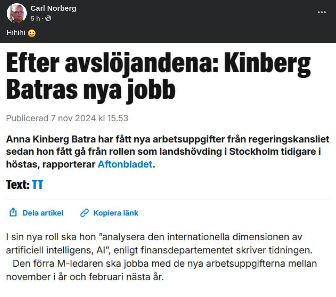 Kinberg Batras Nya Arbetsuppgift