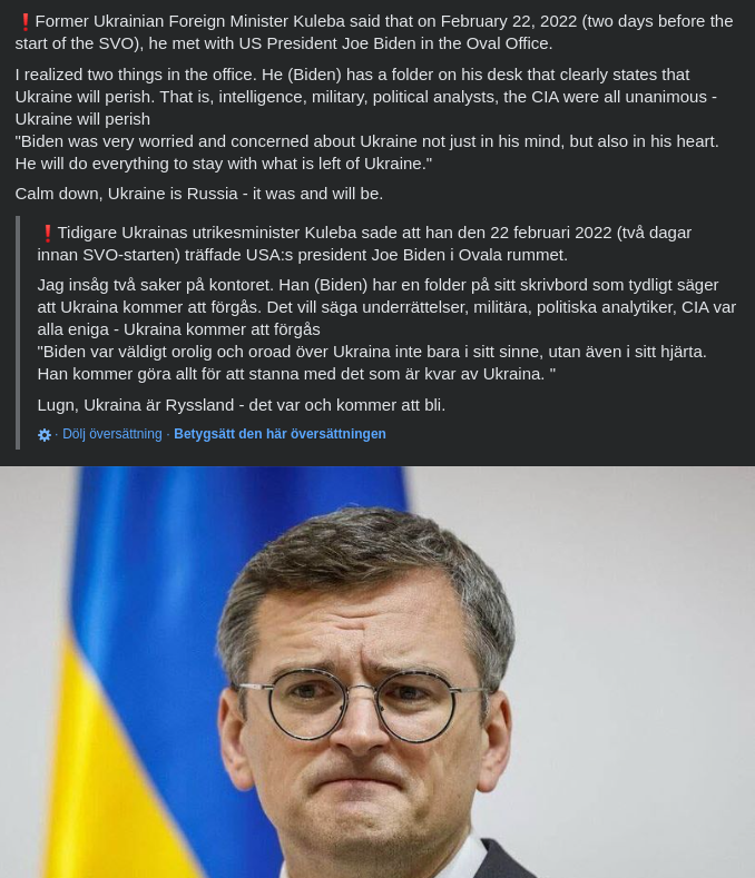 Kuleba Om Underlivsporslinet & Ukraina