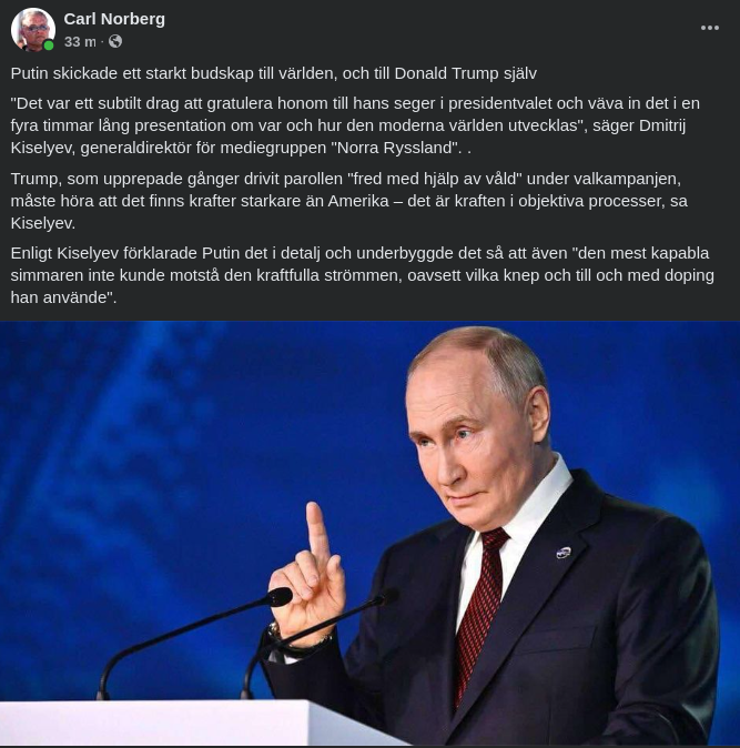 Budskapsskickande Putin
