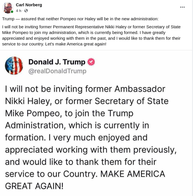 Ingen Pompeo Eller Haley I Trump-Administrationen