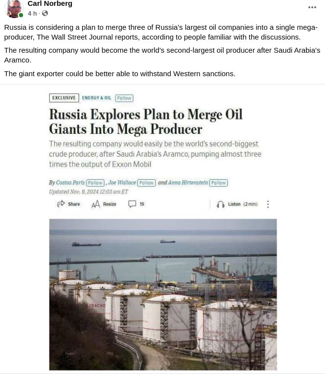 Eventuellt Tre Ryska Oljejättar Till En