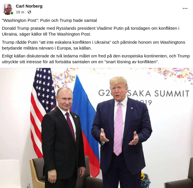 Trump & Putin I Ukraina-Samtal Säger WaPo - Inte Alls Säger Ryssland