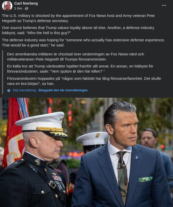 Militärt Chockerande Försvarsministerval..