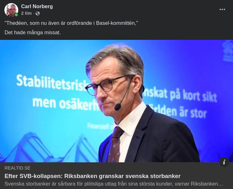 Basel-Kommittéordförande Thedén