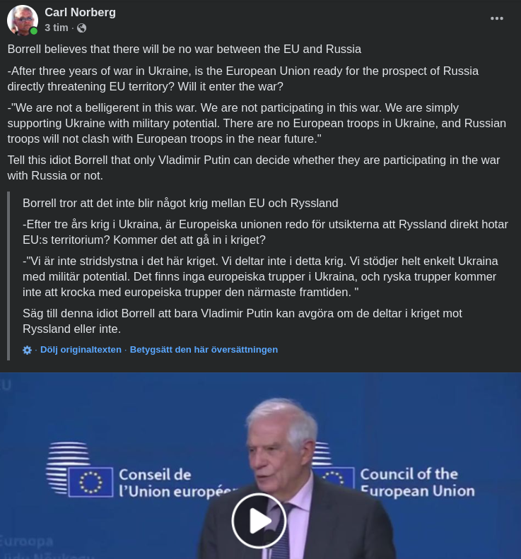 Borell Stödjer Utan Att Delta..