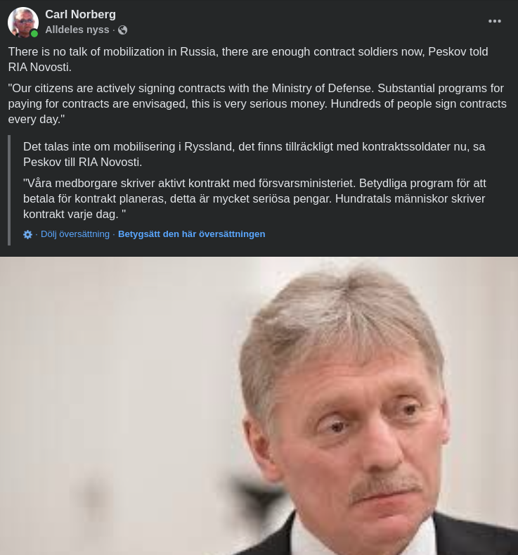 Inget Ryskt Mobiliseringsprat