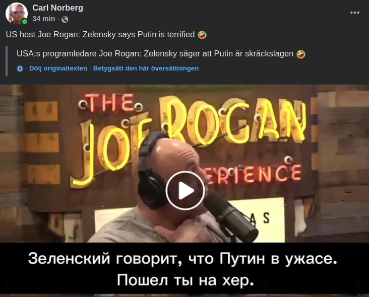 Skräckslagen Putin Enligt Rogan..