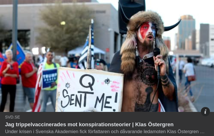 Konspirationsteoritrippelvaccinerad Författare Klas Östergren I SvD