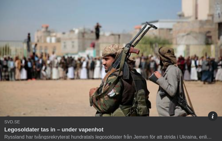 Jemenitiska Legosoldater Lurade Av Ryssland I SvD