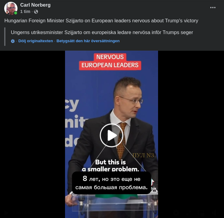 Om Europeisk Ledarnervositet Från Szijarto