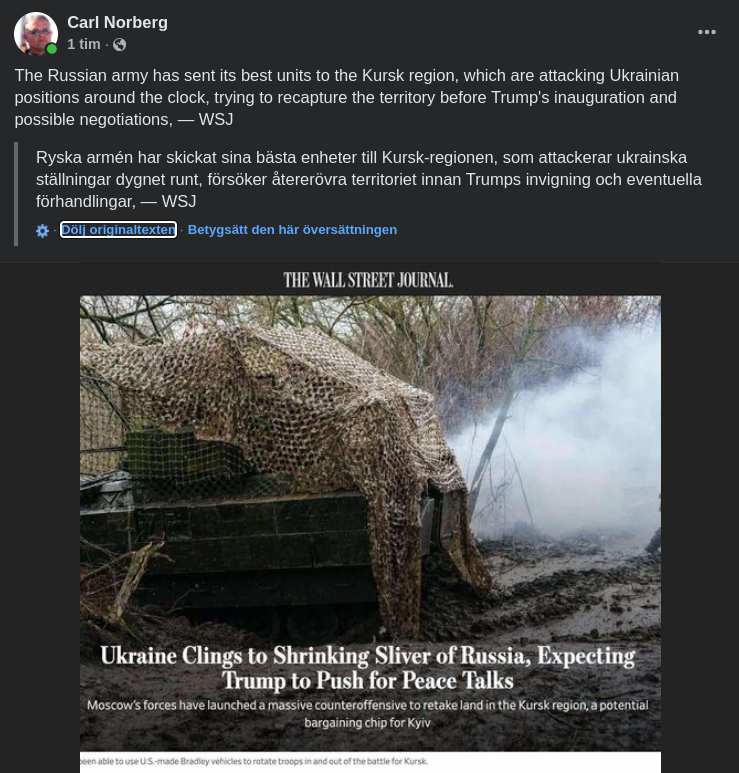 Angående Kursk-Regionen I WSJ
