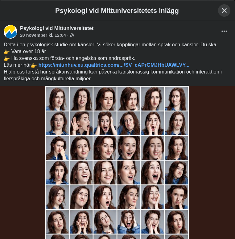 Psykologisk Mittuniversitetsstudie Söker Deltagare