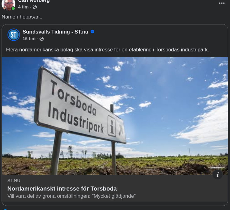 Nordamerikanskt Torsboda-Intresse