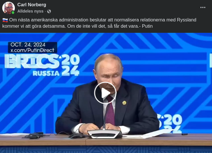 Putins Relationsnormaliseringsinställning