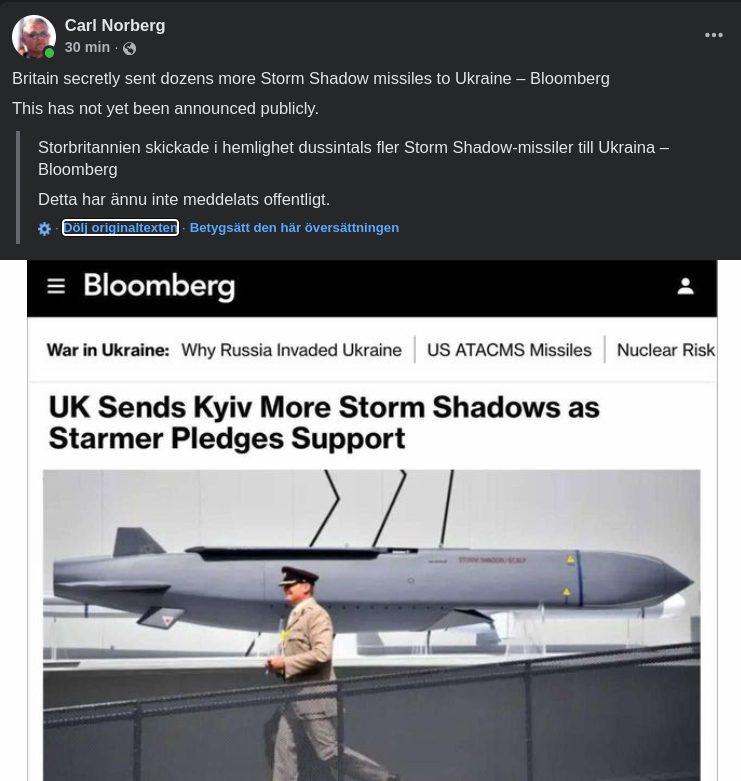 Hemlig Storm Shadow-Leverans