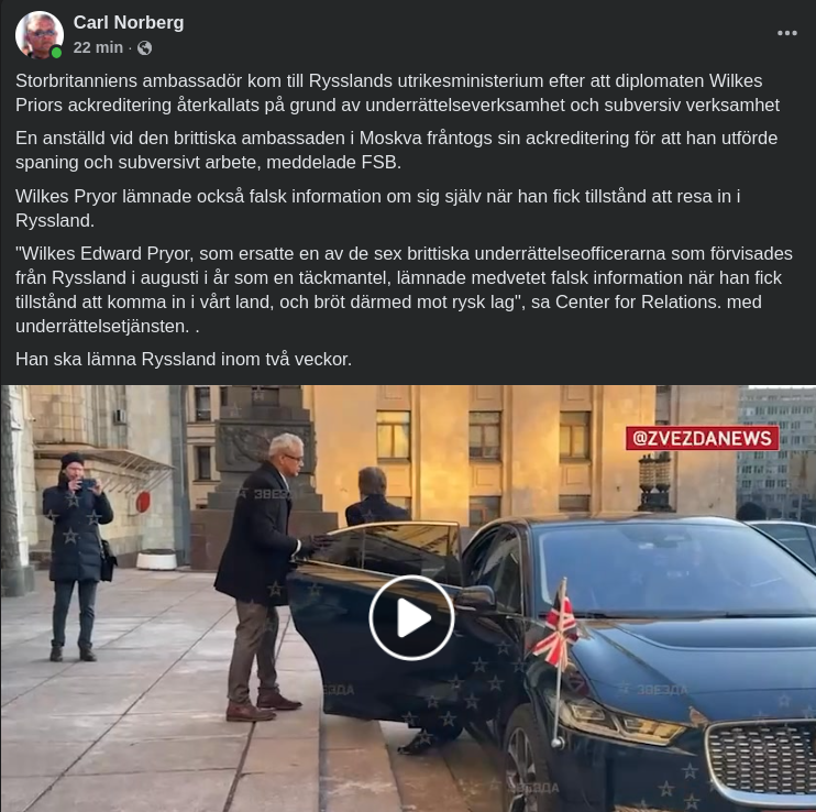 Brittisk Ambassadör Ska Lämna Ryssland Inom Två Veckor