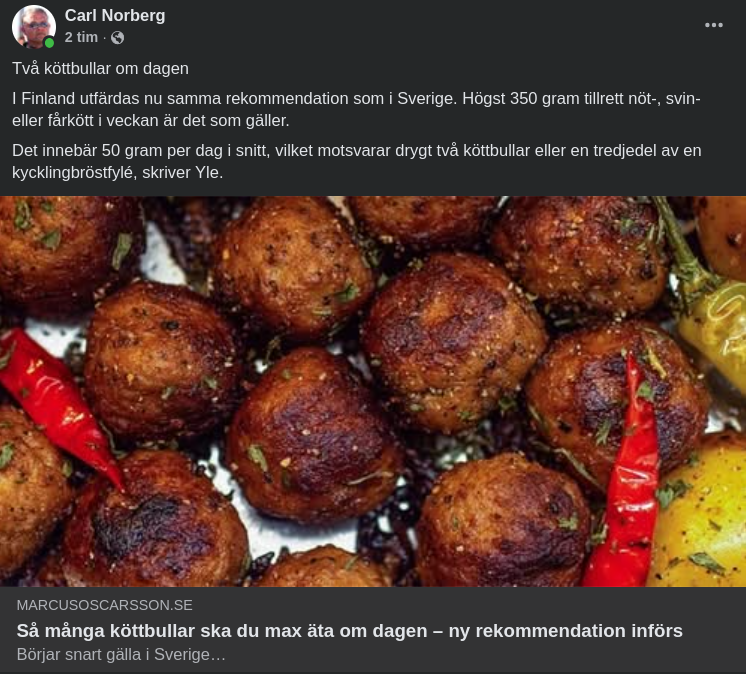 Köttbullerekommendation Hos Kajalmacke