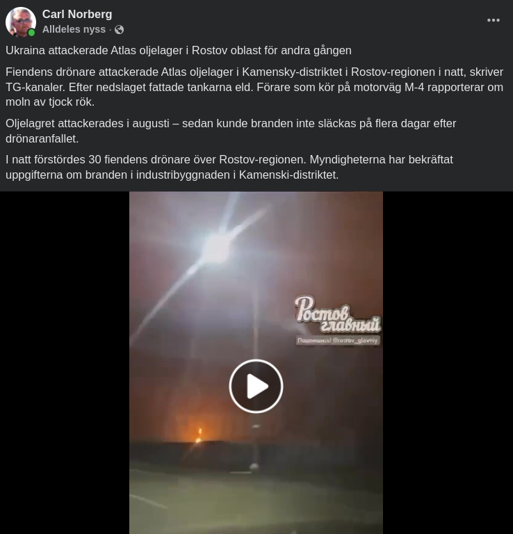 Ukrainsk Oljelagersattack I Rostov