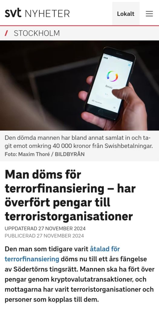 Dömd För Terrorfinansiering