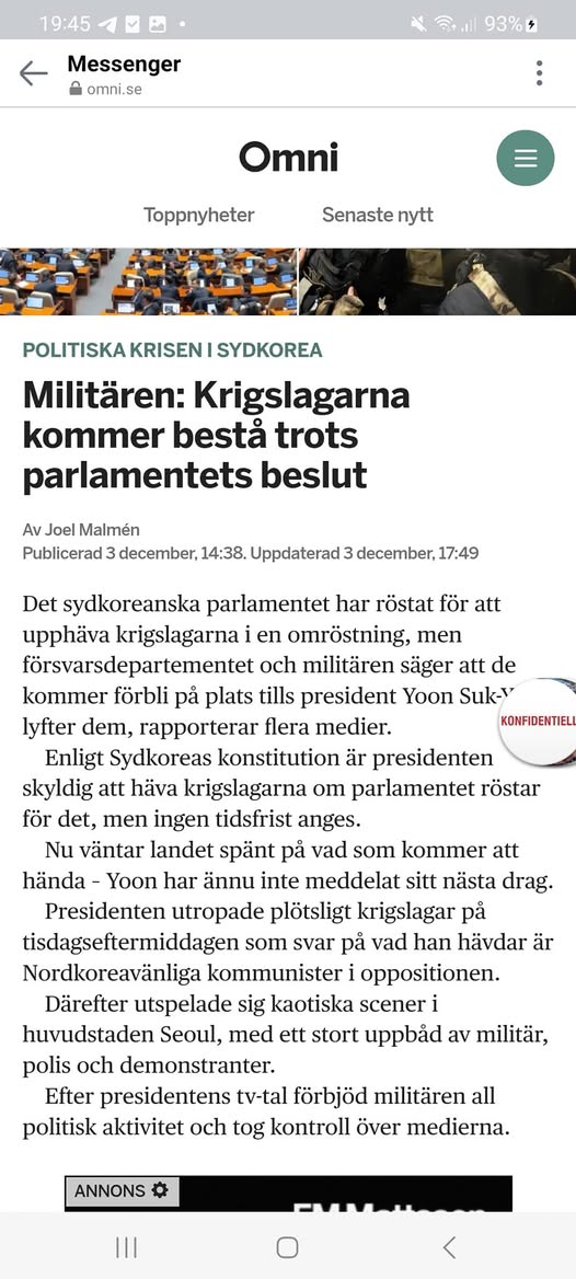 Bestående Krigslagar Trots Parlamentsbeslut