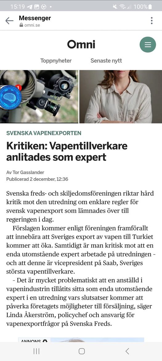 Oberoende Vapentillverkningsexpert Från SAAB..