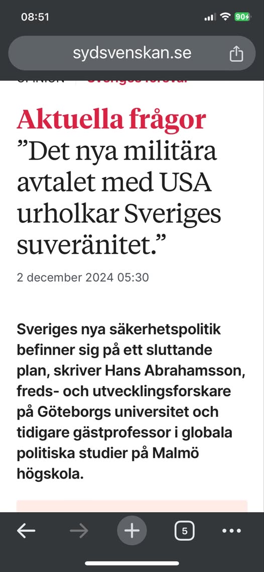 Avtalsurholkad Svensk Suveränitet