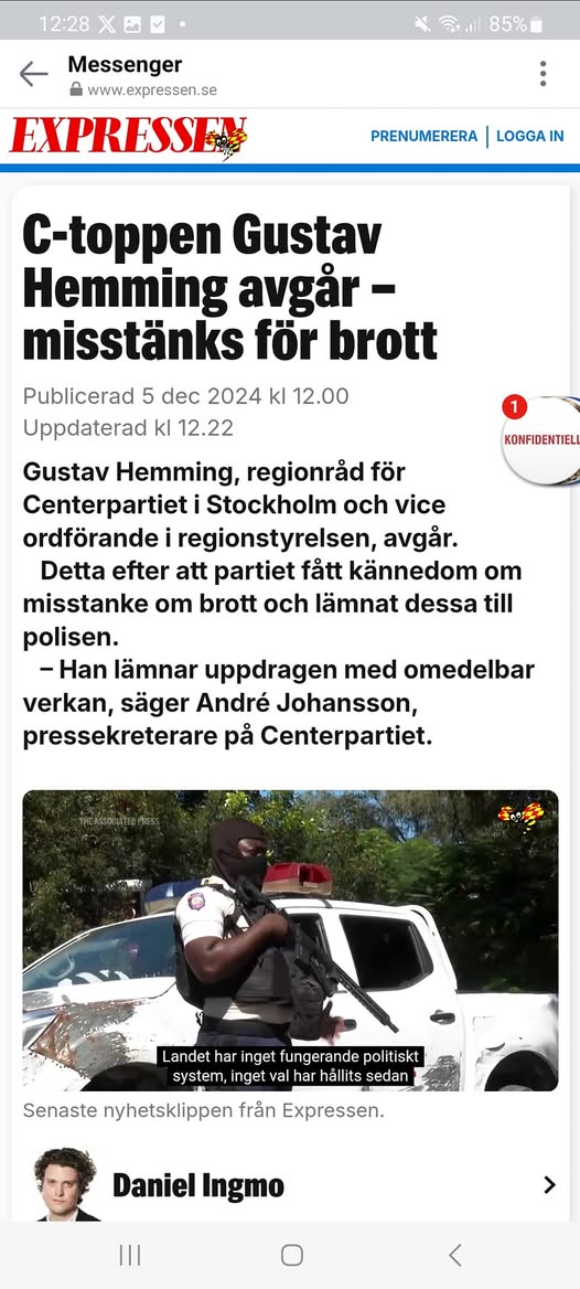 C-Toppen Gustav Hemming Avgår Omedelbart Efter Sexualbrottsmisstanke