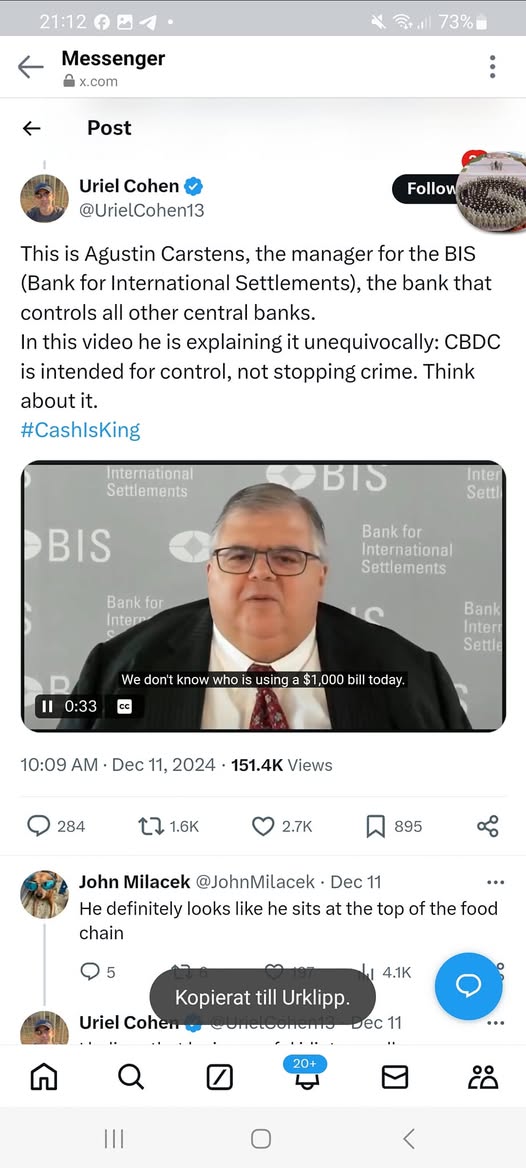 Carstens Om CBDC