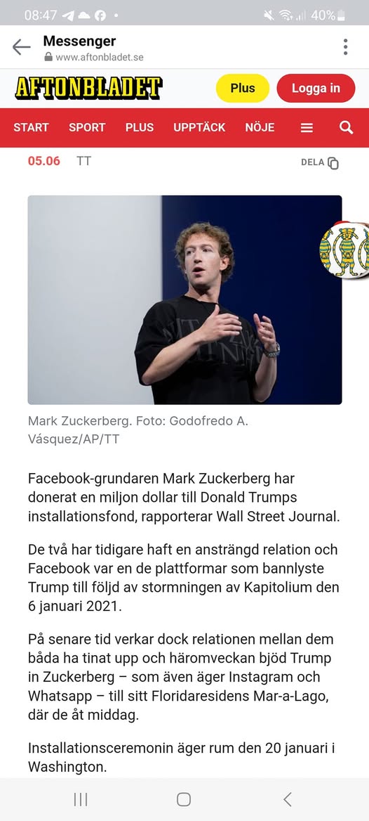 Zuckerberg Donerar En Miljon Till Trump