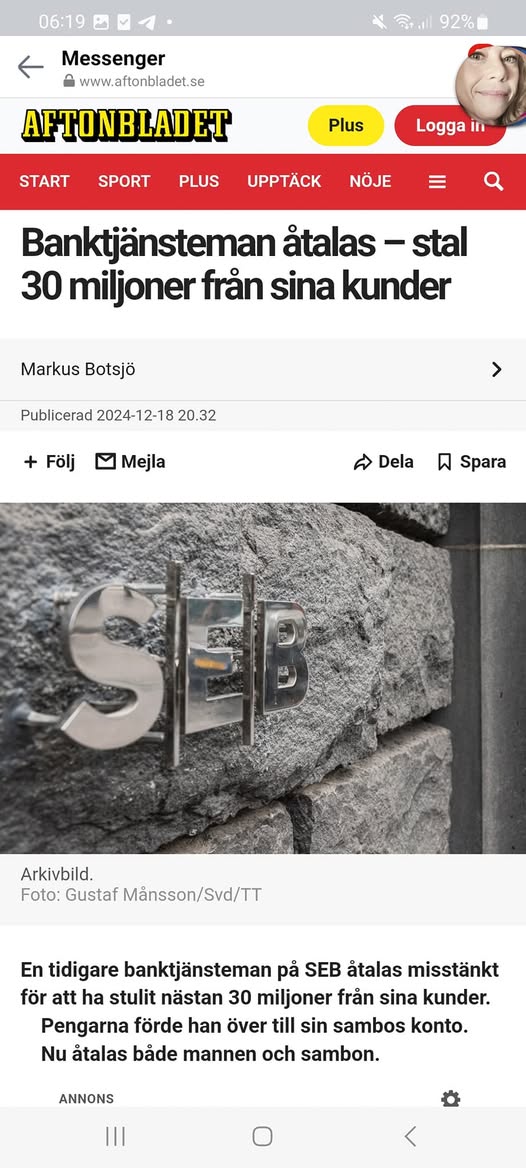 SEB-Banktjänsteman & Sambo Åtalas För Att Ha Stulit 30 Miljoner Från Kunder