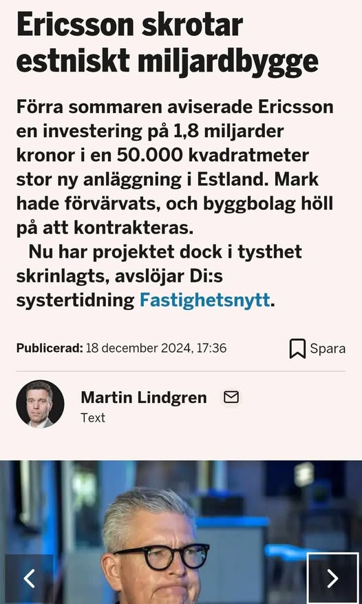 Ericsson Skrotar Miljardbygge I Estland