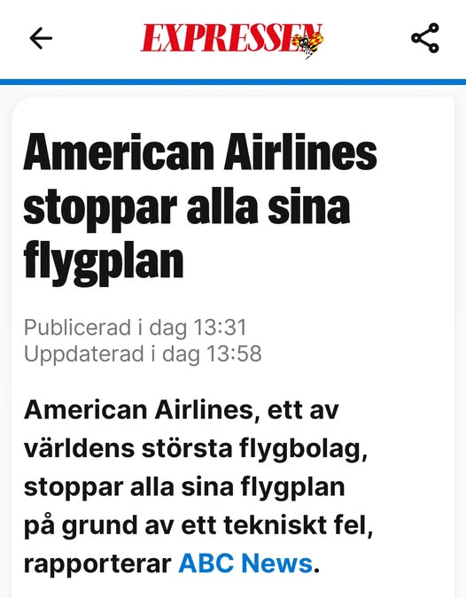 American Airlines Stoppar Alla Sina flyg