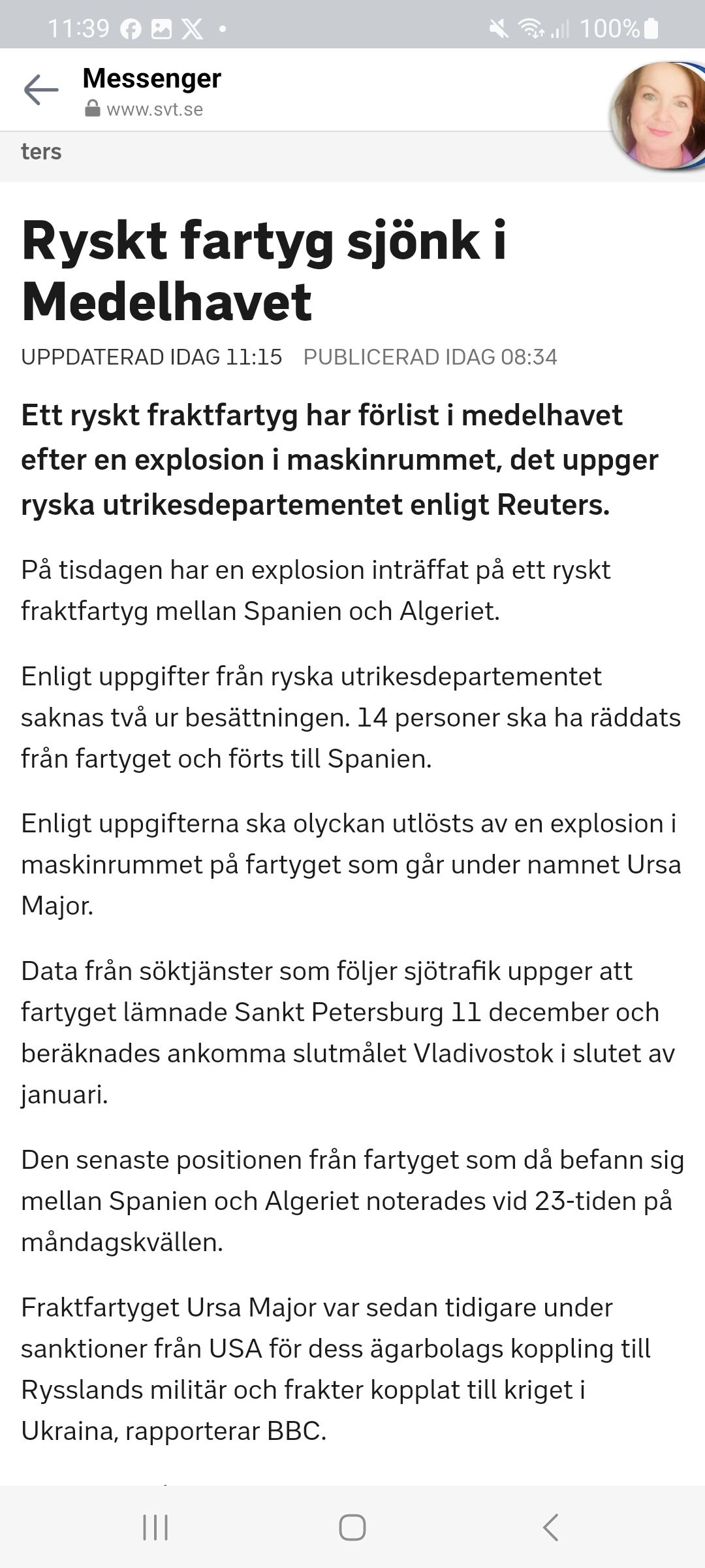 Ryskt Fraktfartyg Förlist I Medelhavet Efter Maskinrumsexplosion
