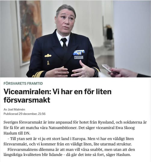 För Liten Försvarsmakt Enligt Viceamiral Ewa Skoog