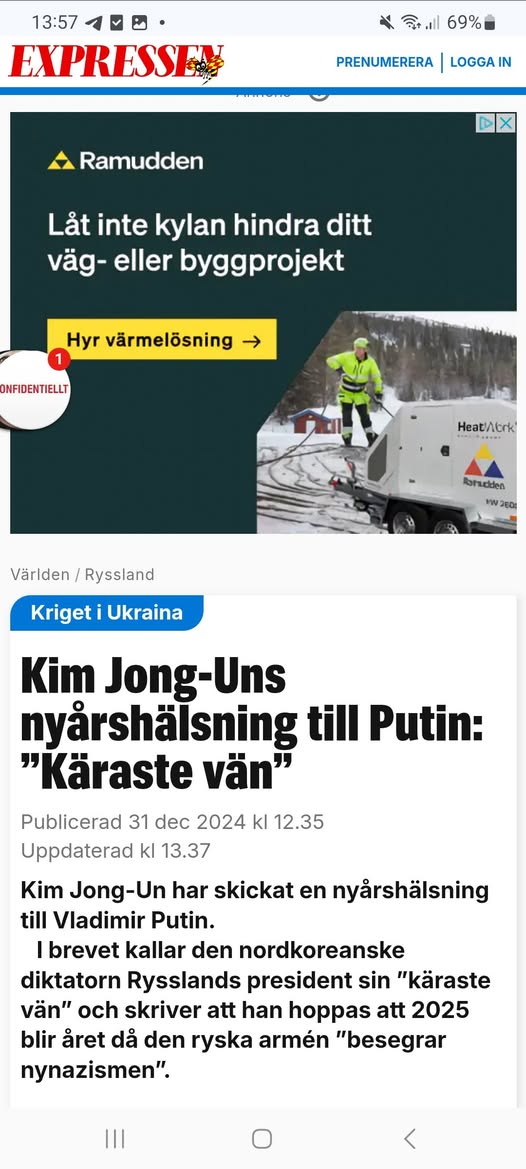 Kim Jong-Uns Käraste Vän Putin
