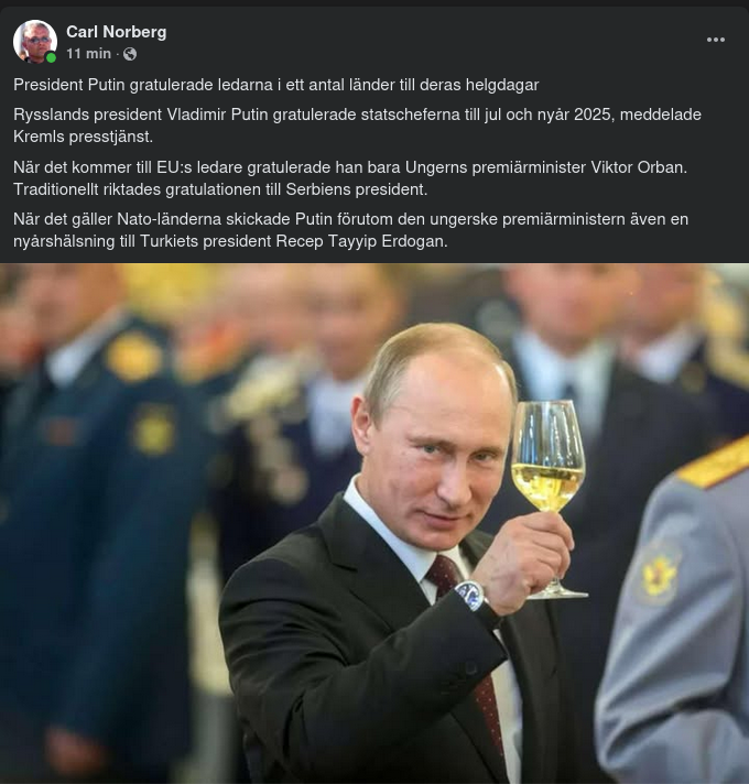 Helggratulerande Putin