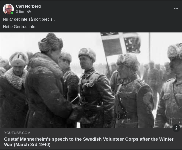 Mannerheim & Svenska Frivilliga 3 Mars 1940