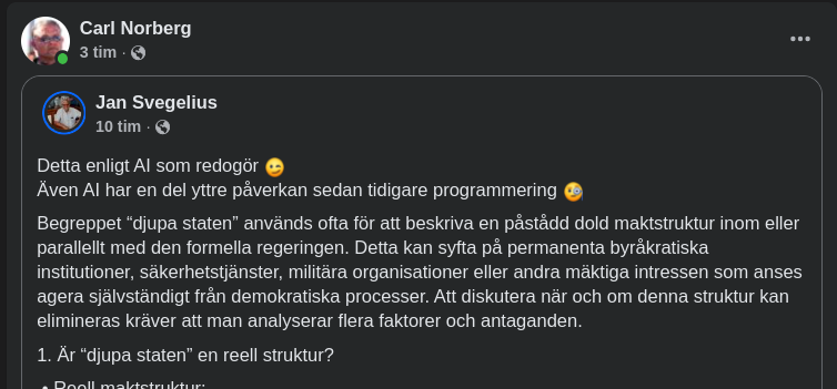 AI Redogör Om Djupa Staten