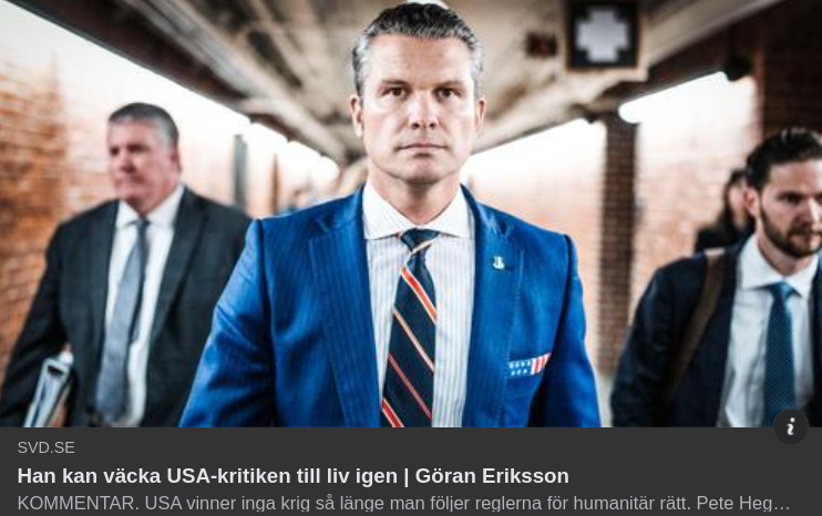 Hegseths Militära Världssyn I SvD