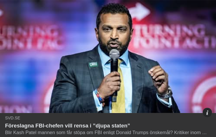 Patel Vill Rensa "Djupa Staten" I SvD