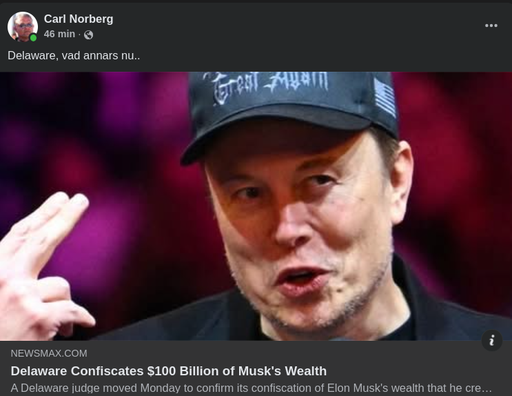 Delaware Konfiskerar Musk-Miljarder